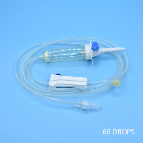 Infusion set with Middle size Injection 60 drops drip chamber  