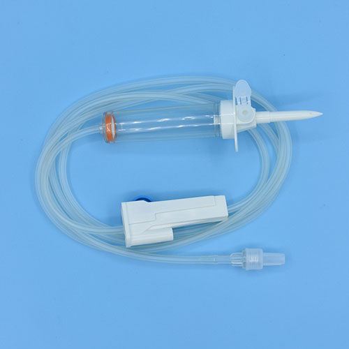 Infusion set automatic stop with  Special M-SIZE Injection molding drip bucket